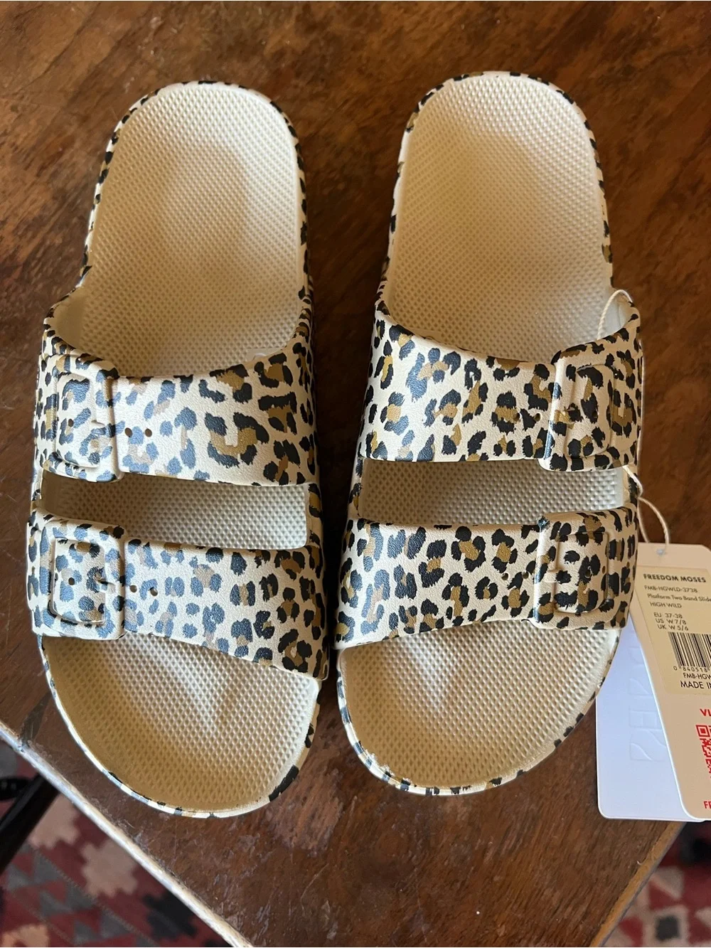Moses Just Chill Leopard Print Slide Sandals